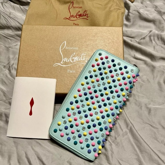 EUC- Authentic Christian Louboutin Panettone Spiked Studs Long Zippy Wallet - Picture 1 of 12